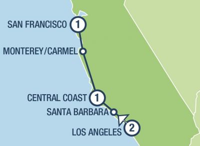 Map showing the Tour regions